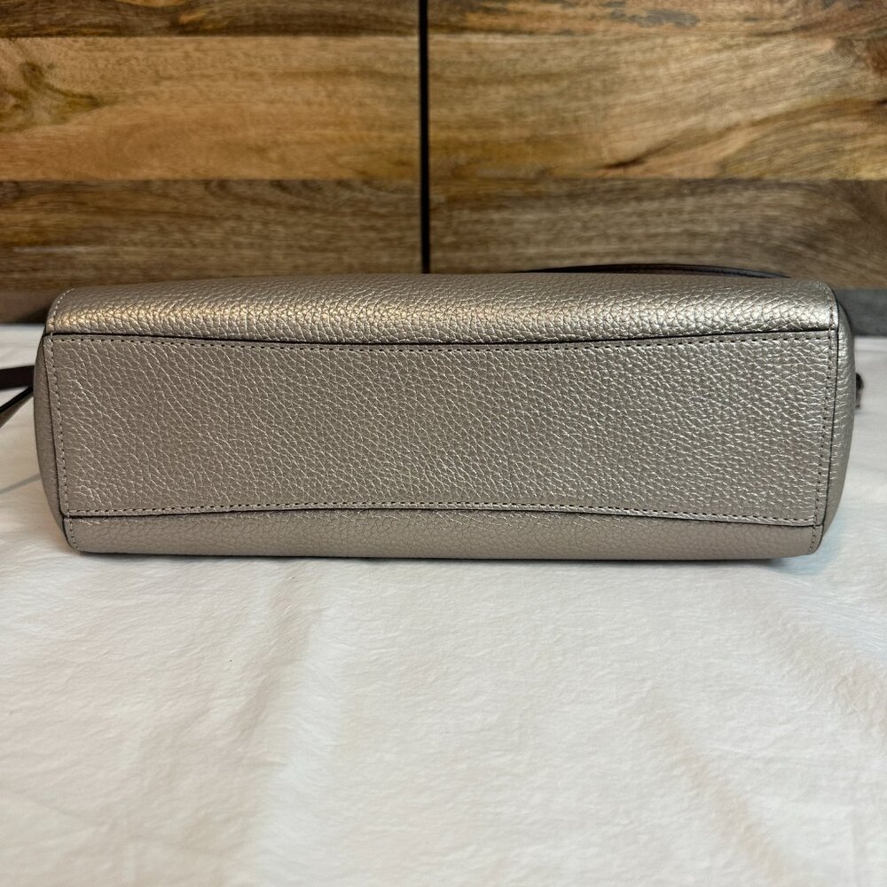 COACH Metallic Leather Prairie Satchel Platinum 87686 Convertible Crossbody $328 - Picture 8 of 12